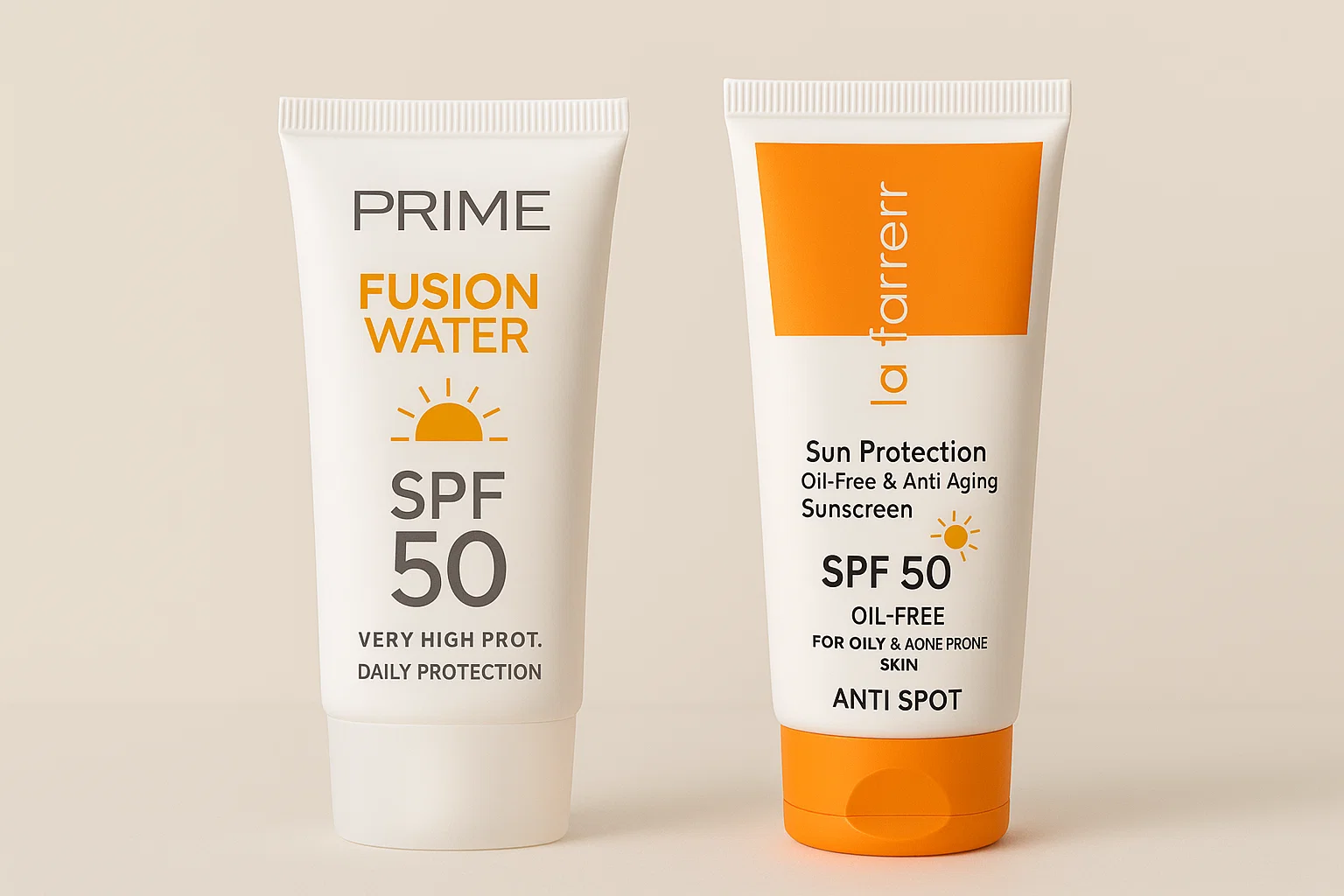 مقایسه کامل ضدآفتاب پریم فیوژن واتر و لافارر پوست چرب